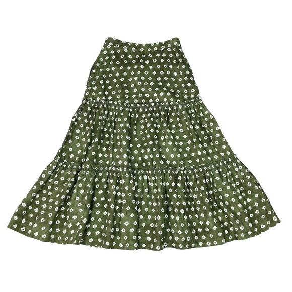 Polo Ralph Lauren Linen Tiered Western Maxi Skirt in Olive Green - Picture 11 of 14